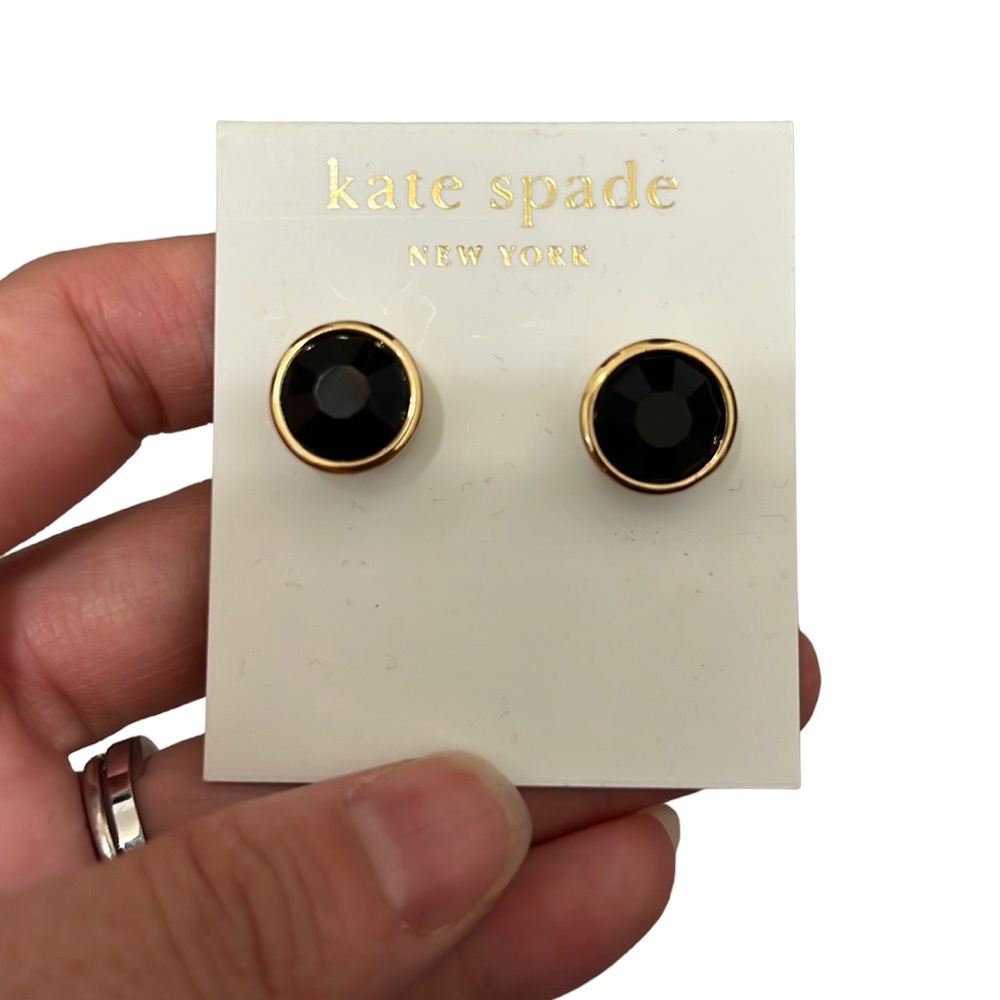 BNWT Kate Spade black & gold faceted gem studs *NEW*